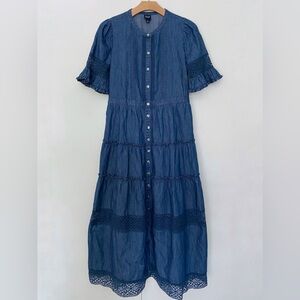 GAP Lace Denim Midi Dress NWOT size S